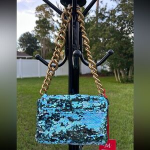 Montana West Blue and Black Sequin Shoulder Bag